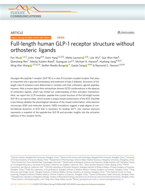 (PDF) Full-length human GLP-1 receptor structure without orthosteric ...