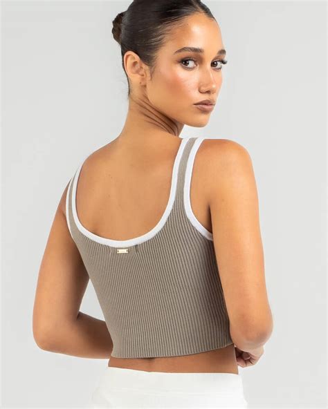 Shop Mooloola Basic Knit Top In Taupe White Fast Shipping And Easy Returns City Beach Australia