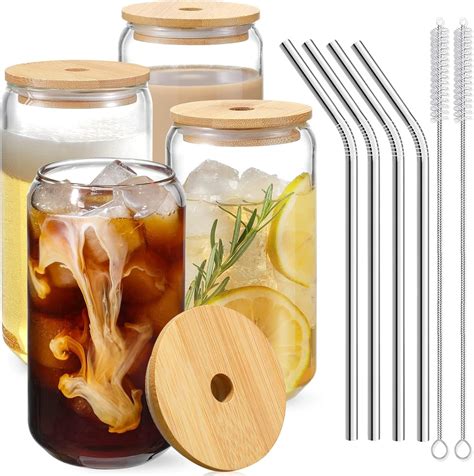 Verre Bubble Tea Gobelet Avec Paille Verre Cocktail Reutilisable Tasses