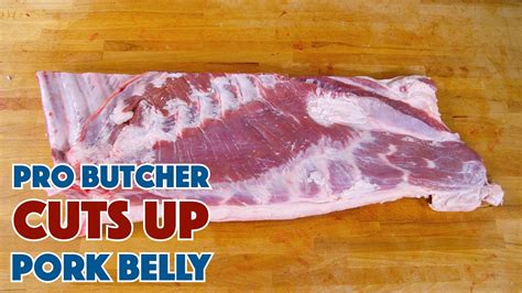 Pro Butcher Cuts Up A Pork Belly Youtube