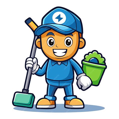Personagem de desenho animado de serviço de limpeza com ilustração