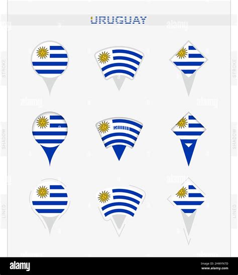 Uruguay Flag Set Of Location Pin Icons Of Uruguay Flag Vector