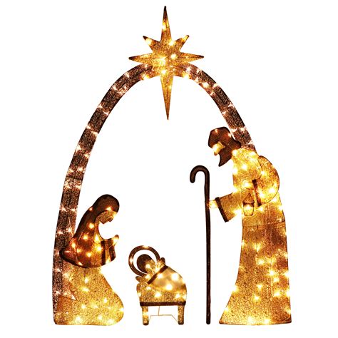 VEIKOUS 5ft Lighted Nativity Scene Outdoor Christmas Decor Indoor