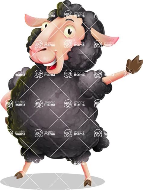 Black Sheep Cartoon Vector Character / Waving | GraphicMama