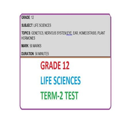 Grade Life Sciences Term Test And Memorandum Teacha