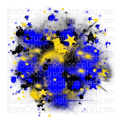 Airbrush Blue Yellow Star Burst Digital Airbrush Clipart Png