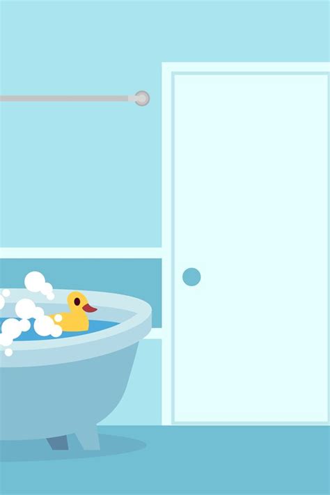 Cartoon Bath Cute White Hot Shower And Bathtub With Bubbles