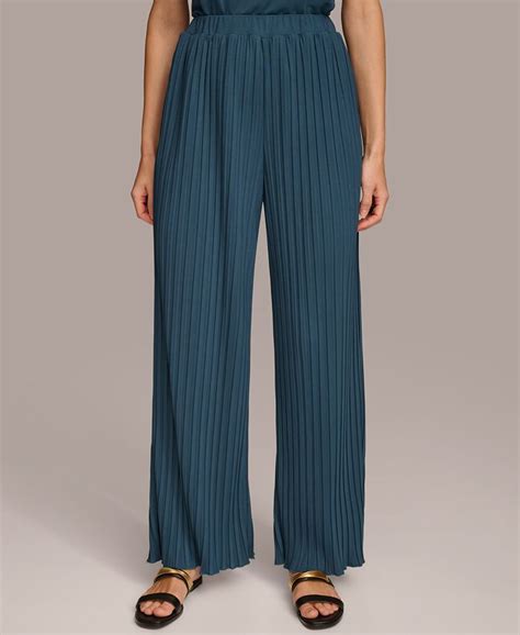 Donna Karan Womens Pull On Pleated Wide Leg Pants Macys