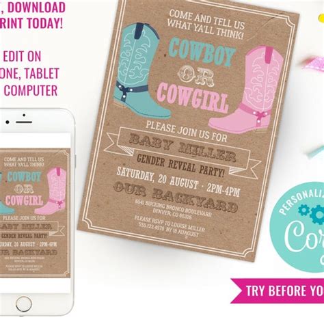 Watercolor Blue Or Pink Gender Reveal Party Printable Etsy