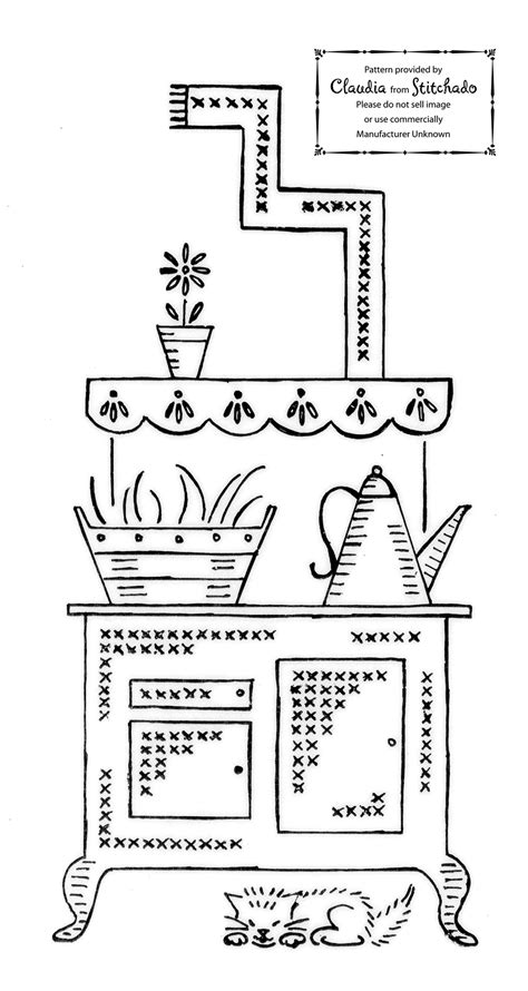 Vintage Kitchen Embroidery Design | Free Printable Papercraft Templates