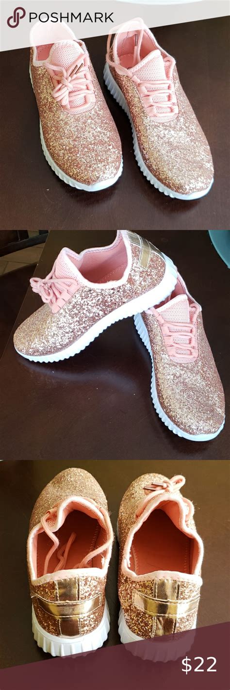 Rose Gold Glitter Tennis Shoes Nwot Only Tried On One Of The Shoes And