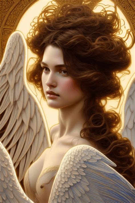 Beautiful Angels With Large Wings And Big Hair · Creative Fabrica