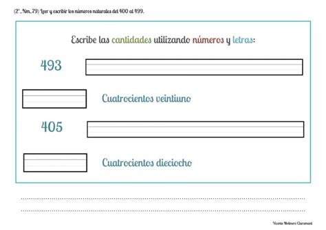 N Meros De A Segundo De Educaci N Primaria A Os