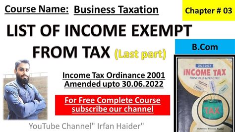 Income Exempt From Tax Income Tax Ordinance 2001 Pakistan Bcom CSS