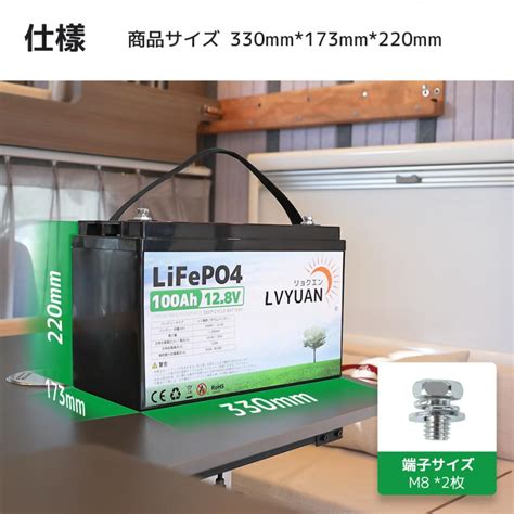 Lvyuanlifepo4（リン酸鉄リチウム）電池 リチウムイオンバッテリー 12v 100ah 1280wh Lv 100ah