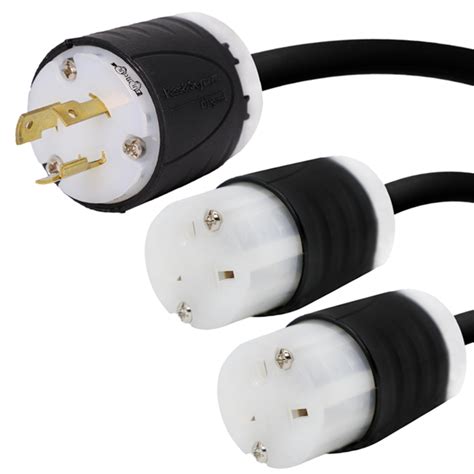 Two Way Splitter Cable – L6-20P Plug to 2x 6-20R Connectors – 12/3, 20A ...