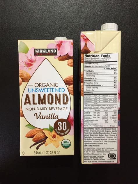 Kirkland Unsweetened Almond Milk Nutrition Facts Besto Blog