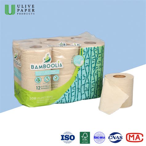 Ulive Wholesale Flushable 100 Bamboo Pulp Toilet Tissue Paper Roll