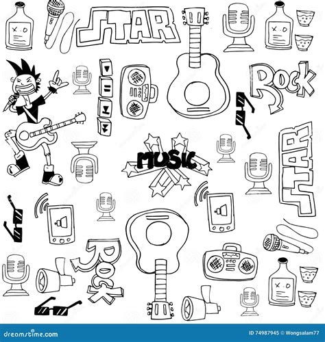 Doodle of music symbols stock vector. Illustration of artistic - 74987945