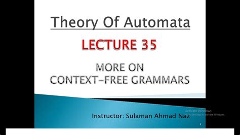 Theory Of Automata And Formal Languages Lecture 35 More On Context