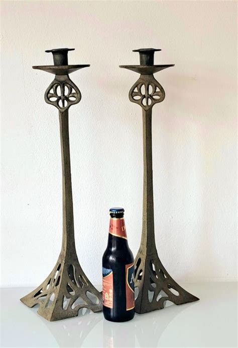 Beautiful Art Nouveau Candlesticks 50 Cm High 2 Metal Catawiki