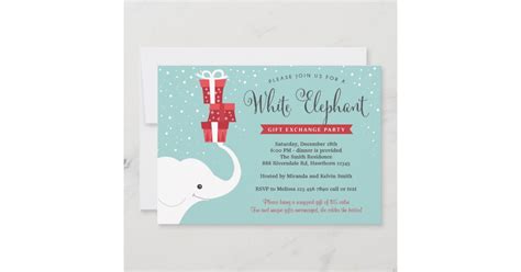 White Elephant Invitation Christmas Party Invite Zazzle