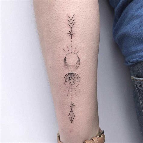 Custom arrow, flower, and moon tattoo inked on the forearm | Tattoos for women, Moon tattoo, Tattoos