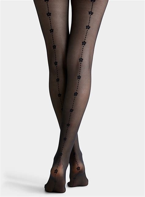 Retro Flower And Dot Line Pantyhose Rachel Shop Womens Patterned