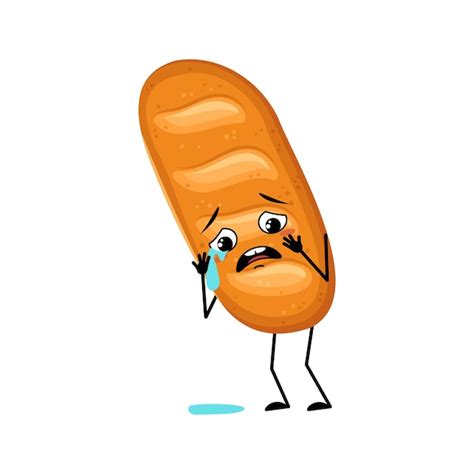 Premium Vector Cute Loaf Of Bread Character With Crying And Tears