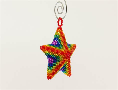 D Beaded Star Ornament Pattern Warped Square Peyote D Star Beading