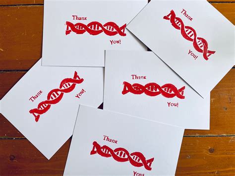 DNA Handmade Block-printed Thank You Card // Set of 5 // | Etsy