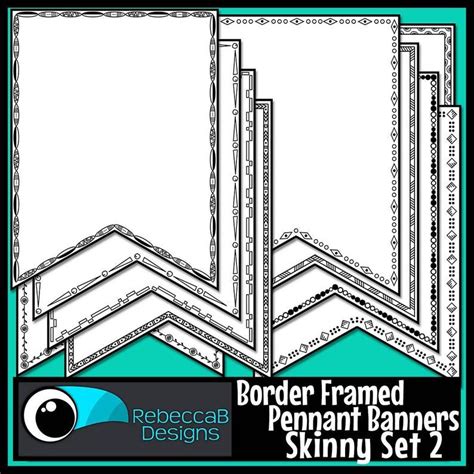 Skinny Edge Border Framed Pennant Banners Clip Art Set Etsy