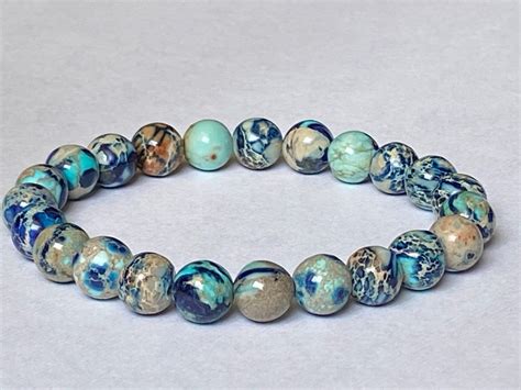 Blue Sea Sediment Bracelet 8mm Blue Sea Sediment Imperial Jasper