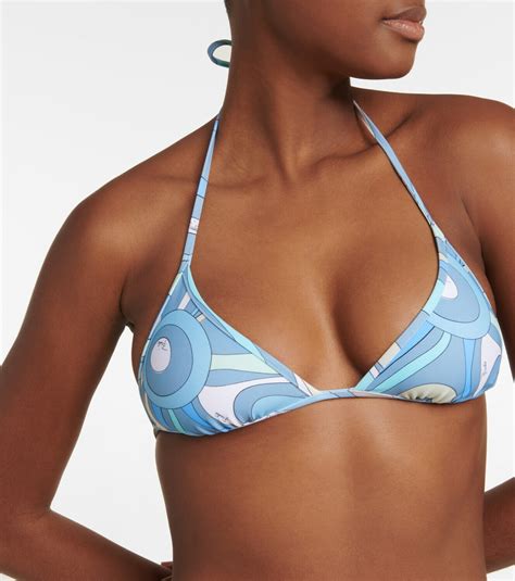 Pucci Printed Halterneck Bikini Top Emilio Pucci