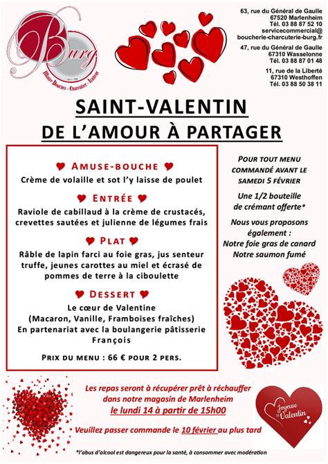 Wasselonne Westhoffen Menu St Valentin De La Boucherie Burg