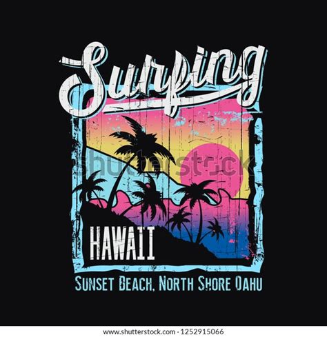 Ilustración Vectorial Sobre El Tema Del Surf Y El Surf En Hawaii