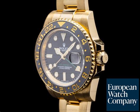 Rolex Gmt Master Ii Black Dial K Yellow Gold Bracelet