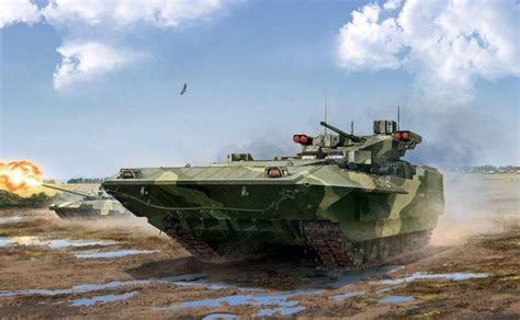 Russian perspective main tank T-14 and heavy infantry fighting vehicle ...