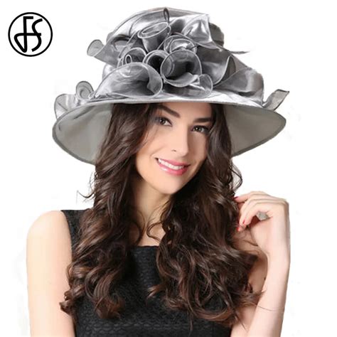 Fs Elegant Church Gray Organza Hat Summer Ladies Kentucky Derby Hats