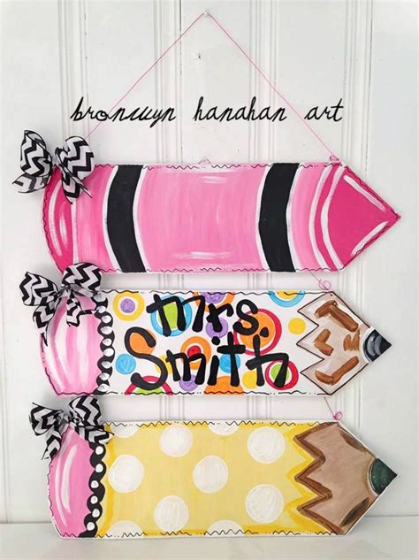 Bronwyn Hanahan Art Pencil Door Hanger Teacher Door Hangers Wood