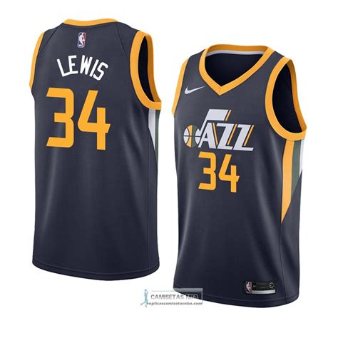 Camisetas NBA Utah Jazz Trey Lewis Icon 2018 Azul Replicas Tienda Online