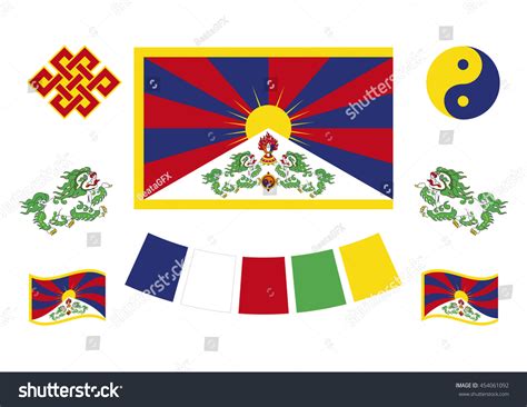 Tibetan Flag Symbols Tibetan Set Icons Stock Vector Royalty Free