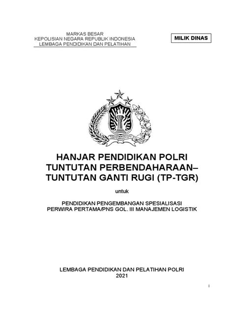 TP-TGR untuk Manajemen Logistik Polri | PDF
