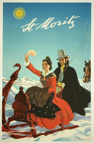 Image Of St Moritz Travel Poster Public Domain Vectors