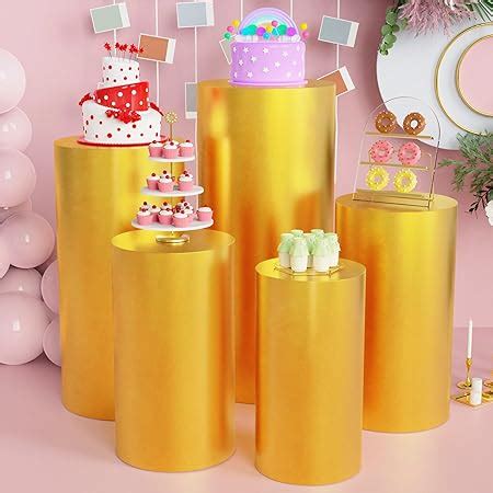 Amazon SaitiMade Set Of 5 Pink Cylinder Pedestal Stand Covers