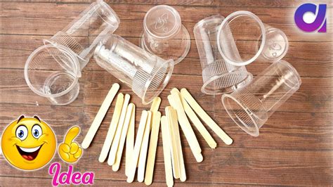 How To Reuse Waste Ice Cream Stick And Tea Cups Craft Best Out Of