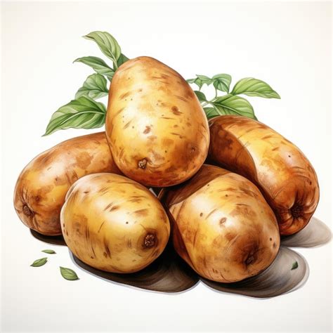 Premium Photo Watercolor Potato Teaclipart Generative Ai