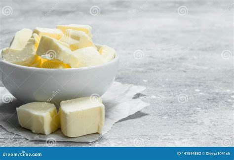 Pieces of Butter in the Bowl Stock Photo - Image of spread, margarine: 141894882