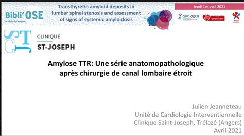 Bibli Ose Amylose Attr Et St Nose Du Canal Lombaire Jeanneteau J