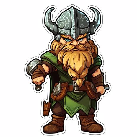 Vikingo De Dibujos Animados Con Una Larga Barba Y Un Casco Con Cuernos